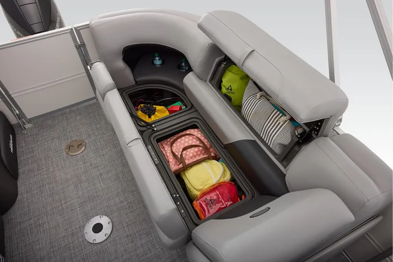 Slide: The Image of Manufacturer Provided Image: 2026 Sun Tracker Party Barge 22 XP3 interior storage with bags and accessories. - 68