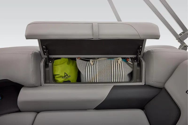 Slide: The Image of Manufacturer Provided Image: 2026 Sun Tracker Party Barge 22 XP3 storage compartment with bags inside. - 69