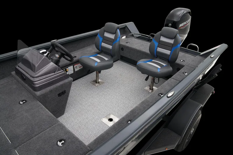 Slide: The Image of Manufacturer Provided Image: Manufacturer Provided Image: 2025 Ranger VS1665SC boat interior with dual seats and Mercury outboard motor. - 17