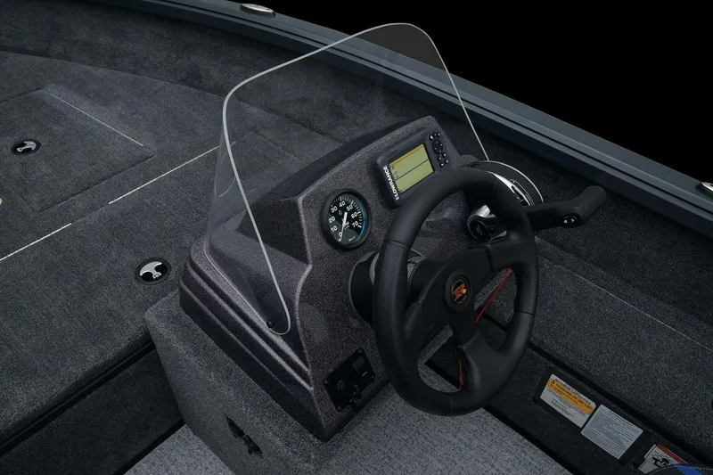 Slide: The Image of Manufacturer Provided Image: Manufacturer Provided Image: 2025 Ranger VS1665SC boat dashboard with steering wheel and gauges. - 19