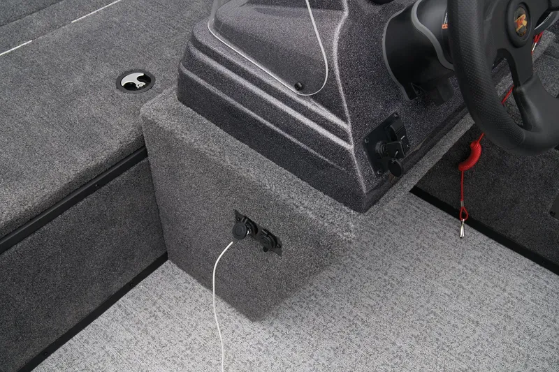 Slide: The Image of Manufacturer Provided Image: Manufacturer Provided Image: 2025 Ranger VS1665SC boat interior with steering wheel and charging port. - 20