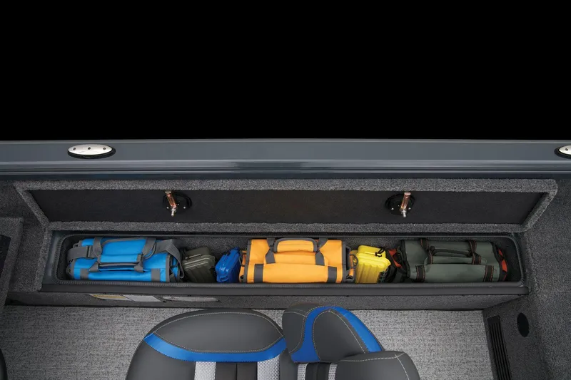 Slide: The Image of Manufacturer Provided Image: Manufacturer Provided Image: 2025 Ranger VS1665SC storage compartment with colorful bags and organized seating. - 36