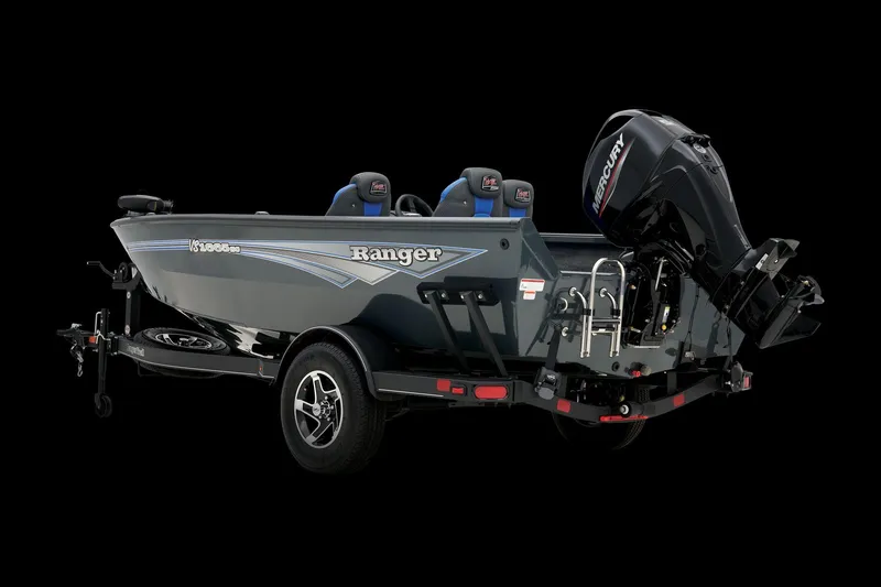Slide: The Image of Manufacturer Provided Image: Manufacturer Provided Image: 2025 Ranger VS1665SC fishing boat with Mercury outboard motor, sleek design, and dual seats. - 48