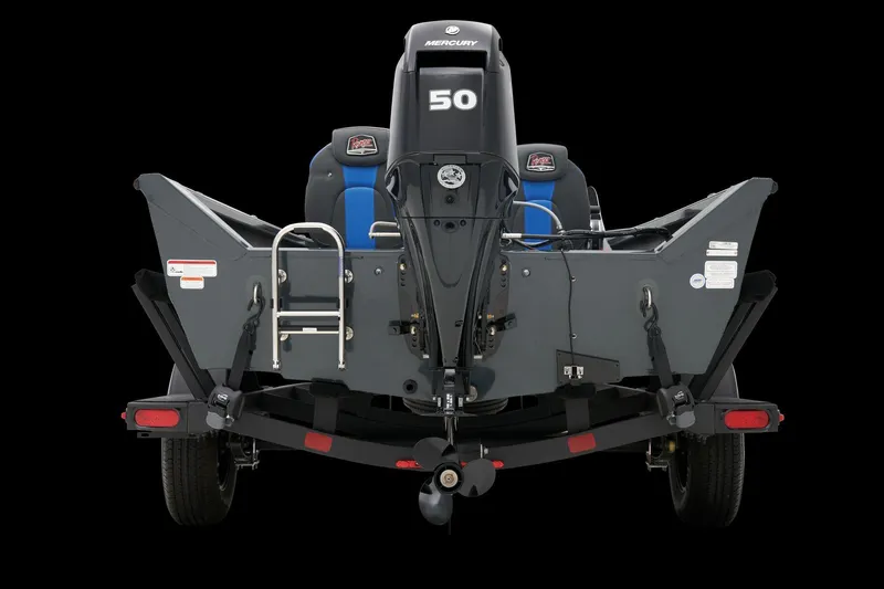 Slide: The Image of Manufacturer Provided Image: Manufacturer Provided Image: 2025 Ranger VS1665SC boat rear view with Mercury 50 engine on trailer. - 49