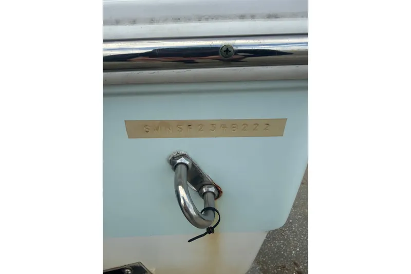 Slide: The Image of 2022 Sportsman Open 232 Center Console boat hull identification number and cleat. - 20