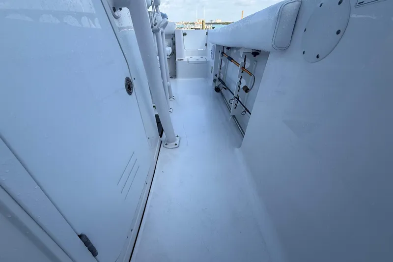 Slide: The Image of 2022 Sportsman Open 232 Center Console boat interior, showcasing sleek design and storage features. - 36