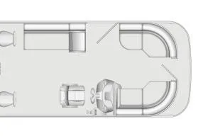 Slide: The Image of Top view of 2026 Dockside 22DF boat layout with seating and helm. - 1
