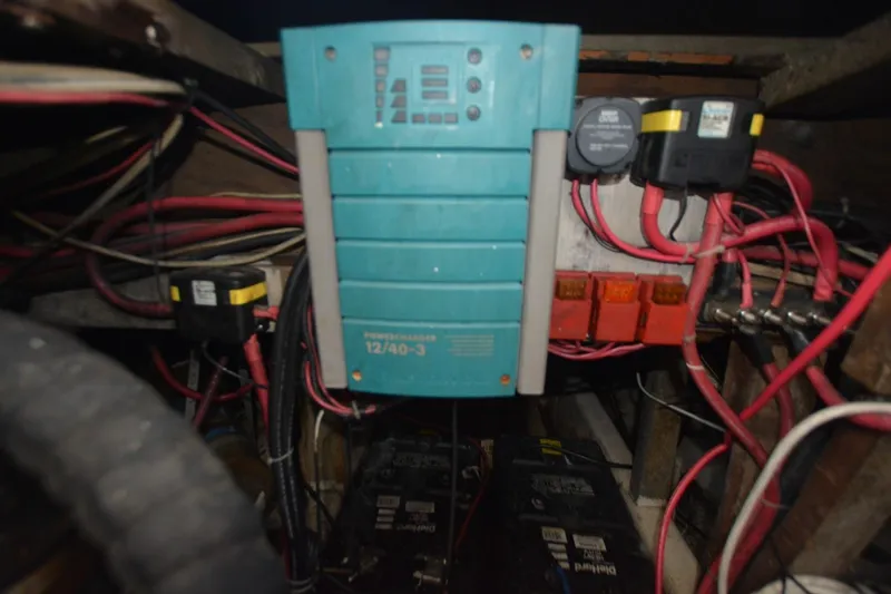 Slide: The Image of Electrical system of 1983 Key West #1 Sport Fish boat with wiring and components. - 22