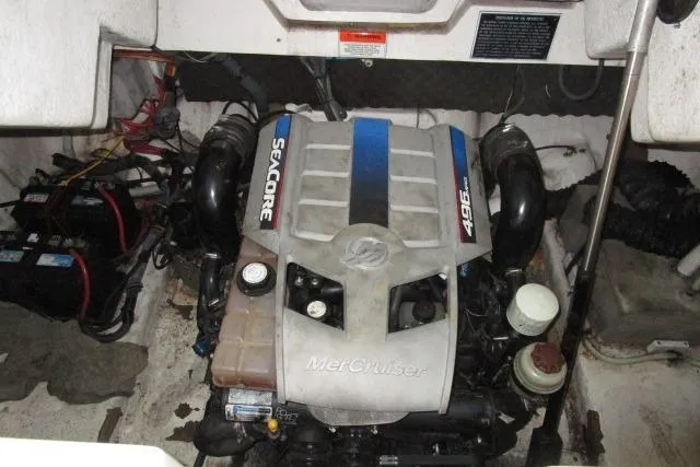 Slide: The Image of Engine compartment of 2009 Rinker 276 Captiva Bowrider with MerCruiser 496 engine. - 19