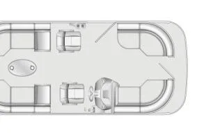 Slide: The Image of Top view of 2026 Dockside 22DQ boat layout with seating and helm. - 15