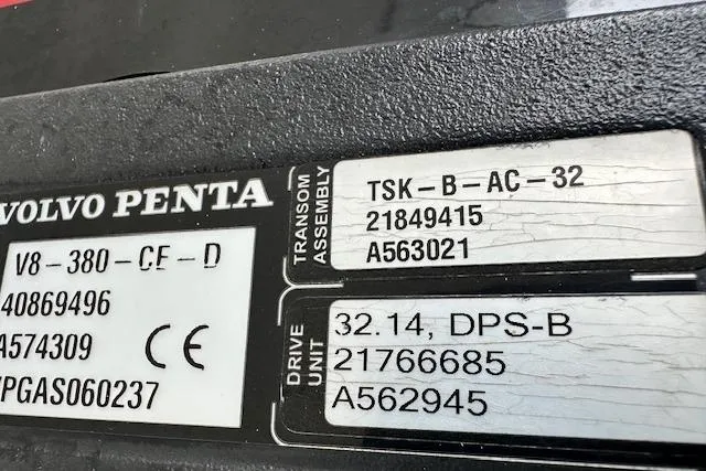 Slide: The Image of Label on Volvo Penta engine, Cobalt A28 2016, showing model and serial numbers. - 14