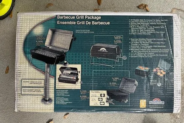 Slide: The Image of Barbecue grill package box with various grill models and features displayed. - 9