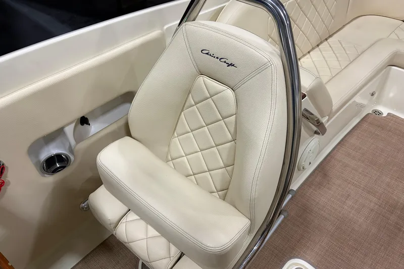 Slide: The Image of Luxurious interior of 2020 Chris-Craft Launch 28 GT with quilted leather seating. - 22
