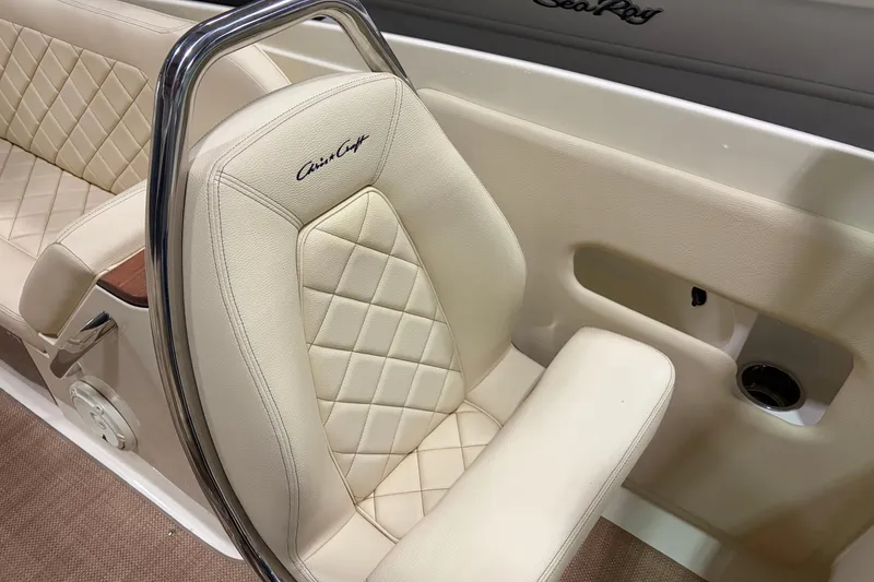 Slide: The Image of 2020 Chris-Craft Launch 28 GT boat seat with elegant diamond-stitched upholstery. - 24