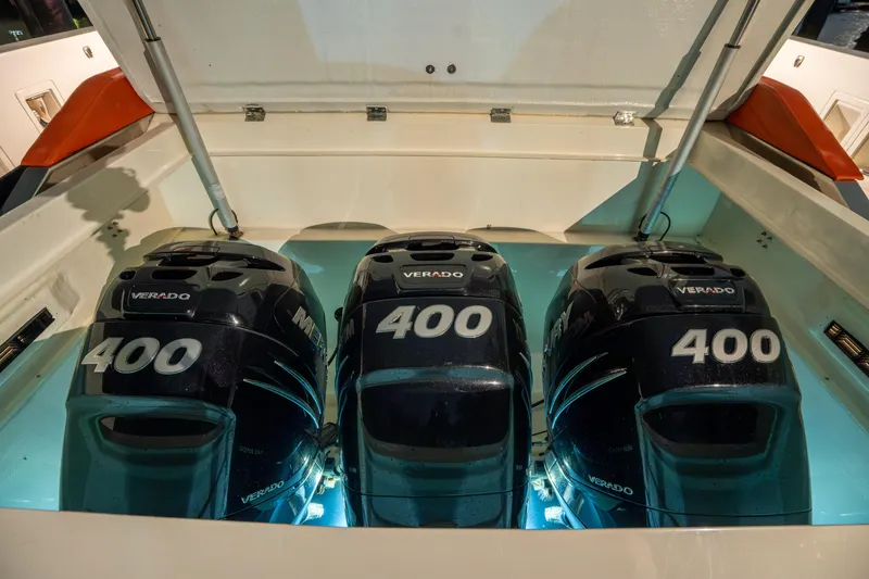 Slide: The Image of Triple Mercury Verado 400 engines on 2023 De Antonio Yachts D42 Open. - 30