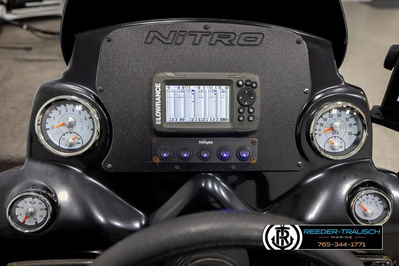 Slide: The Image of Dashboard of 2021 Ntiro Z17 boat with gauges and Lowrance display. - 32