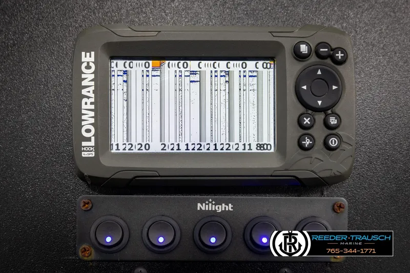 Slide: The Image of Lowrance HOOK GPS device with Ntiro Z17 model, 2021, and Nilight switch panel. - 33