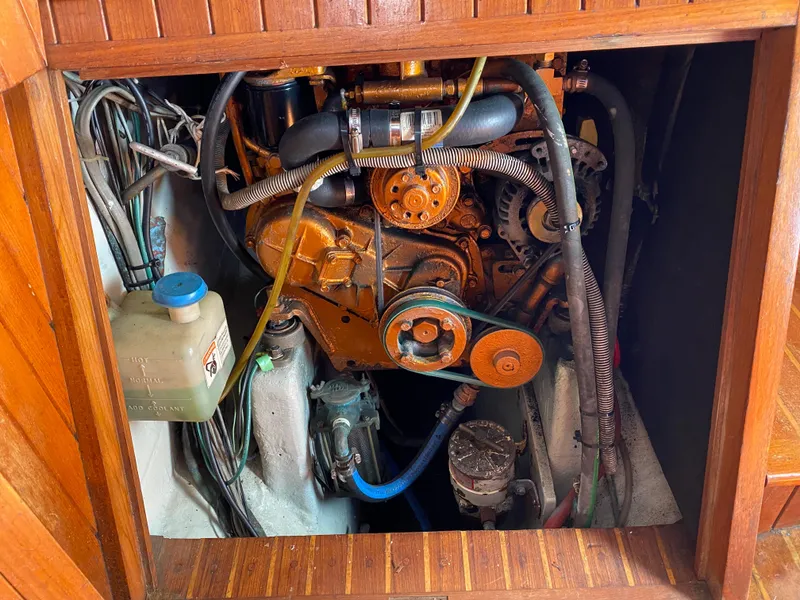 Slide: The Image of Engine compartment of a 1981 Hans Christian 38 Mark II sailboat. - 25