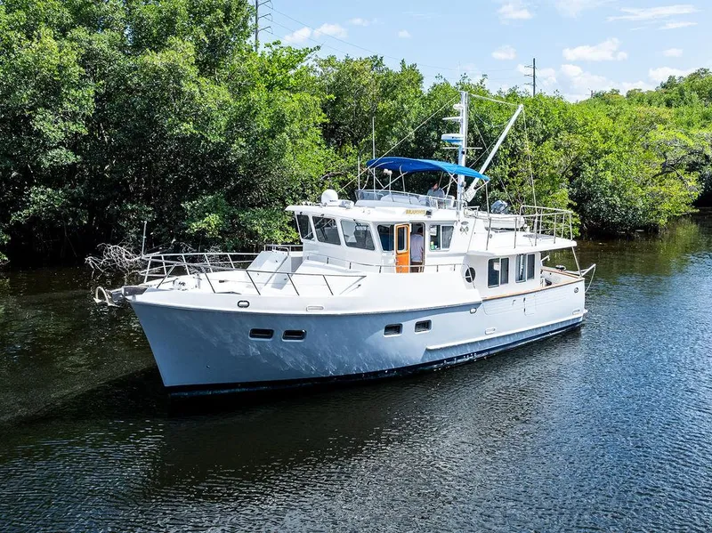 The Image of Selene Solo 2000 yacht cruising on a serene river, surrounded by lush greenery. - 0