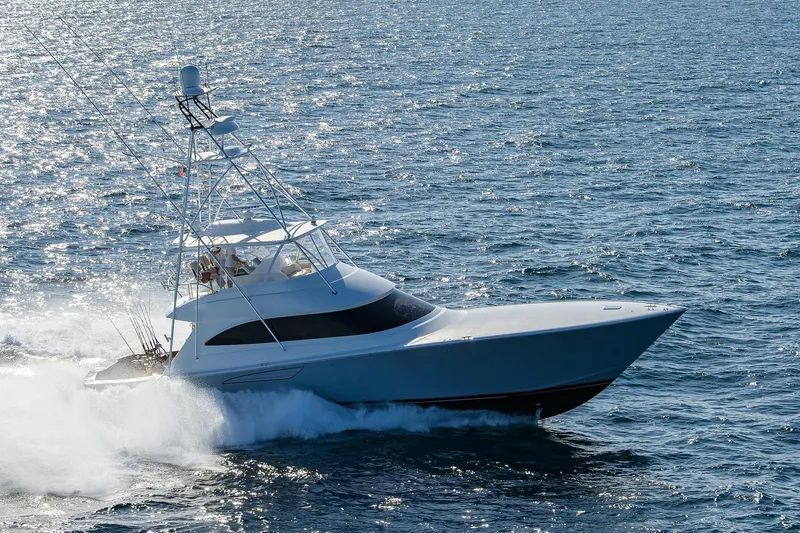 Slide: The Image of Engine room of 2015 Viking 62 Convertible yacht with Cummins Onan generator. - 55