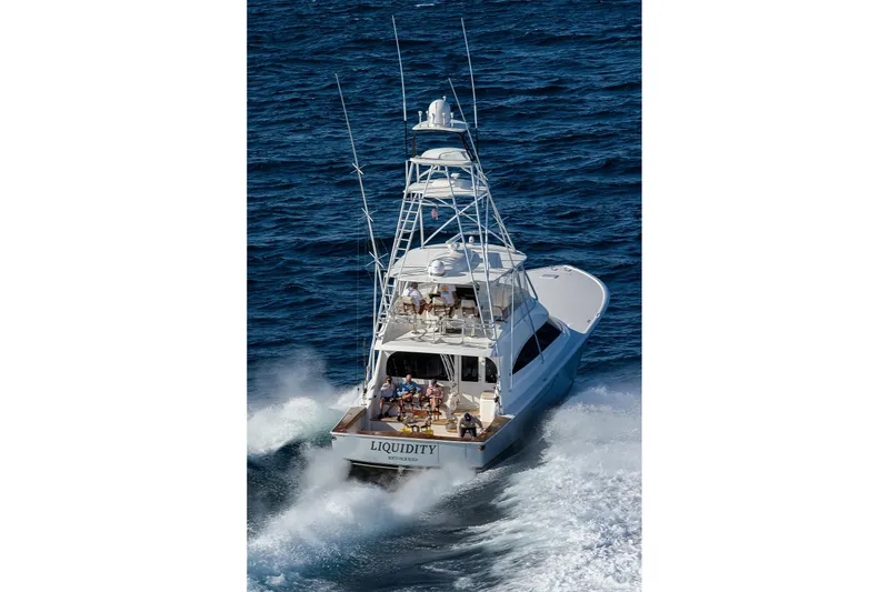 Slide: The Image of Engine room of 2015 Viking 62 Convertible yacht with Cummins Onan generator. - 57