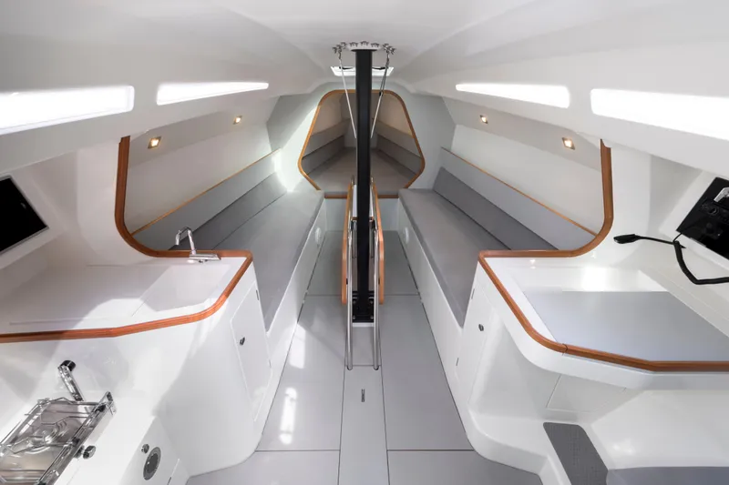Slide: The Image of Italia Yachts 9.98 (2026) interior, featuring sleek design and modern amenities. - 17