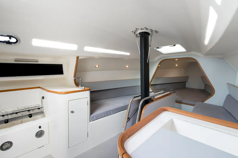Slide: The Image of Interior of 2026 Italia Yachts 9.98, featuring modern design and comfortable seating. - 20