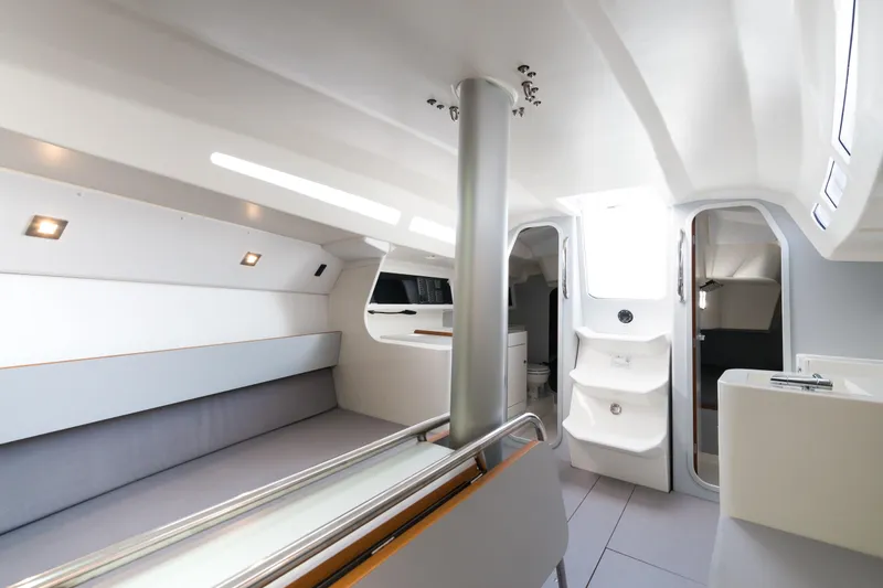 Slide: The Image of Modern interior of 2026 Italia Yachts 9.98, featuring sleek design and bright lighting. - 21