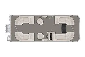 Slide: The Image of 2019 Bennington SX 23 SSRXP pontoon boat in a garage setting. - 1