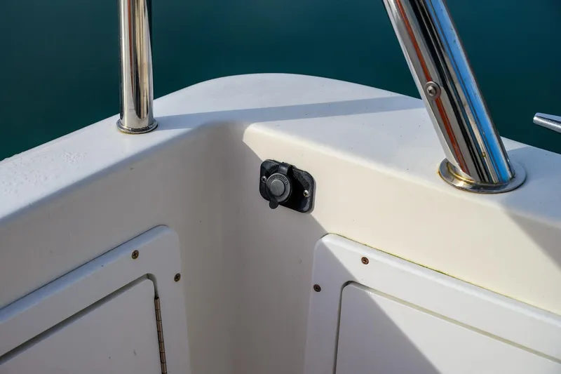 Slide: The Image of Stainless steel valve on Aspen C90 boat, 2012 model, against white background. - 17