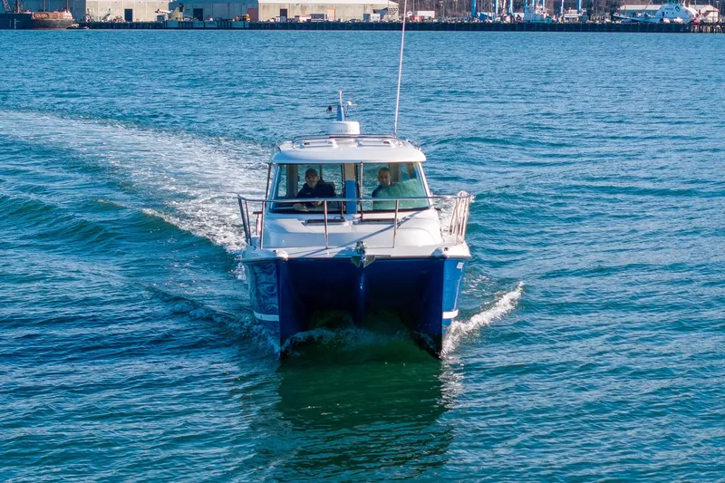 Slide: The Image of Aspen C90 boat named Kingfisher on blue water, Bellingham, WA, 2012 model. - 4