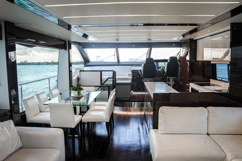 Slide: The Image of Luxurious interior of 2019 Sunseeker 76 Yacht with elegant seating and dining area. - 31