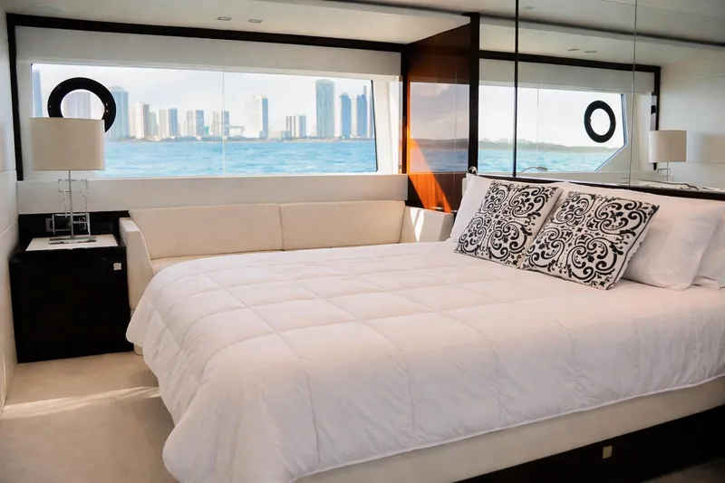 Slide: The Image of Luxurious bedroom interior of 2019 Sunseeker 76 Yacht with ocean view. - 39