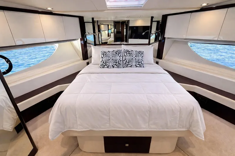 Slide: The Image of Luxurious bedroom interior of 2019 Sunseeker 76 Yacht with ocean view windows. - 43