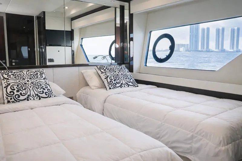 Slide: The Image of Luxurious twin bedroom on 2019 Sunseeker 76 Yacht with ocean view and elegant decor. - 46