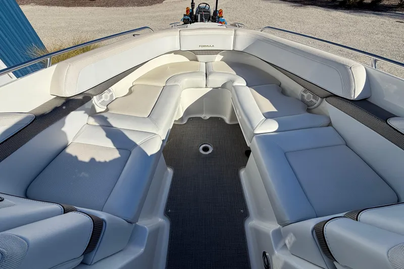 Slide: The Image of 2019 Formula 270 Bowrider boat interior with spacious seating and modern design. - 19