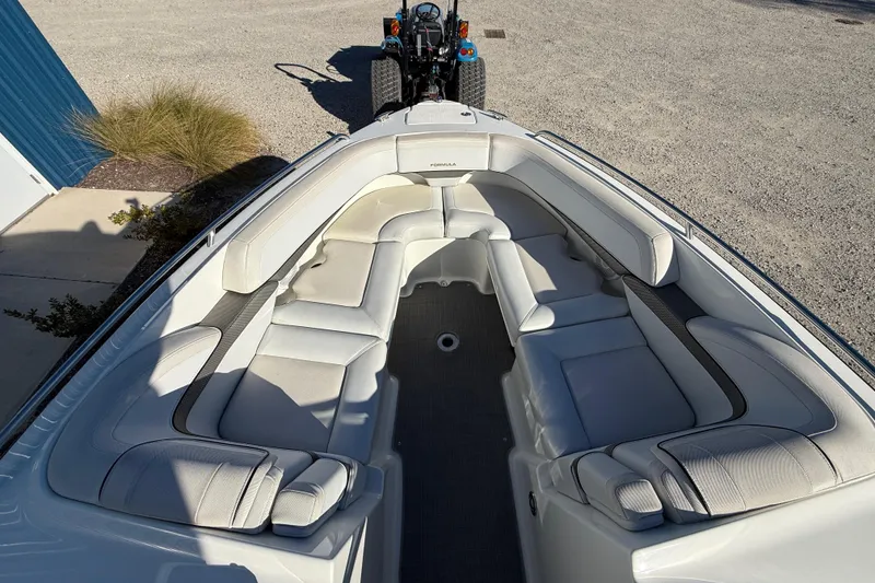 Slide: The Image of 2019 Formula 270 Bowrider boat interior with spacious seating and sleek design. - 20