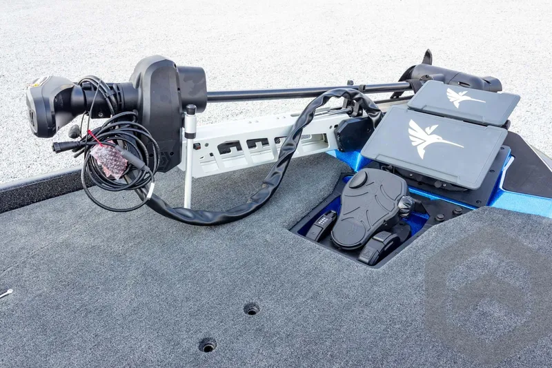 Slide: The Image of 2026 Skeeter ZXE21 boat deck with advanced trolling motor and control panel. - 40