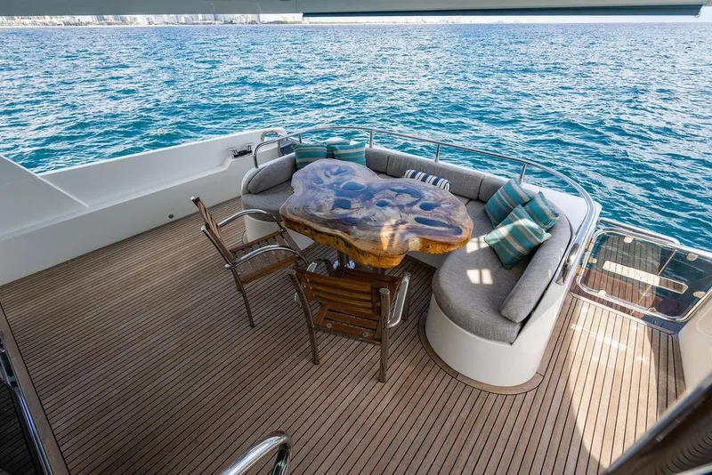 Slide: The Image of Luxurious Lanzarote Ventuno 73 yacht deck with elegant seating and ocean view, 2013 model. - 41