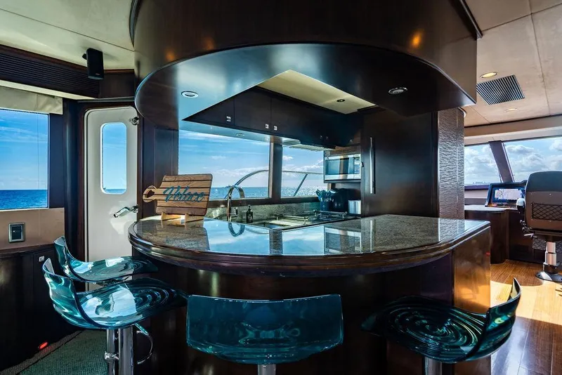 Slide: The Image of Luxurious kitchen interior of 2013 Lanzarote Ventuno 73 yacht with ocean view. - 46