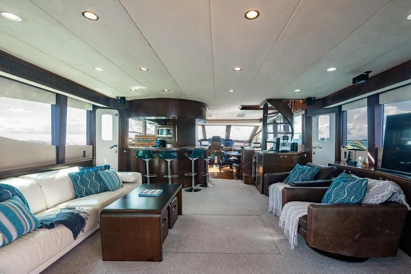 Slide: The Image of Luxurious interior of 2013 Lanzarote Ventuno 73 yacht with elegant seating and modern design. - 50