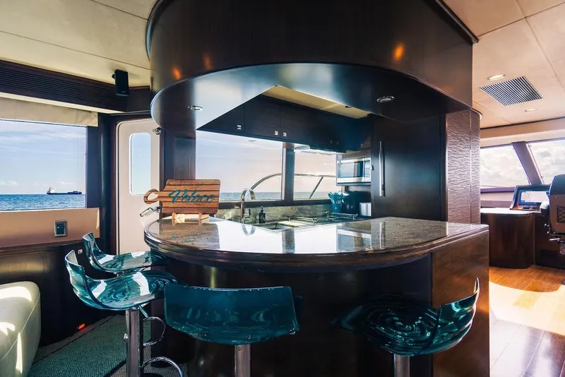 Slide: The Image of Luxurious Lanzarote Ventuno 73 yacht interior with modern kitchen and ocean view, 2013 model. - 51