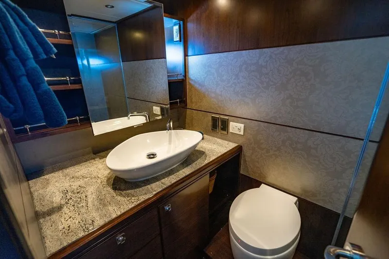 Slide: The Image of Luxurious bathroom interior of 2013 Lanzarote Ventuno 73 yacht with modern sink and elegant design. - 75