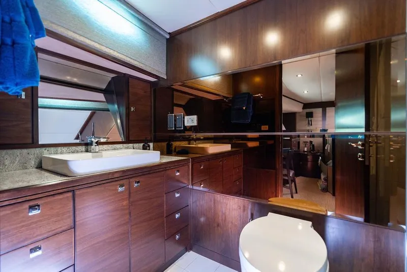Slide: The Image of Luxurious bathroom interior of 2013 Lanzarote Ventuno 73 yacht with wooden cabinetry. - 80
