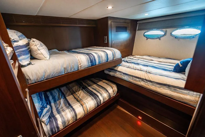 Slide: The Image of Luxurious Lanzarote Ventuno 73 yacht cabin with cozy bunk beds, 2013 model. - 66