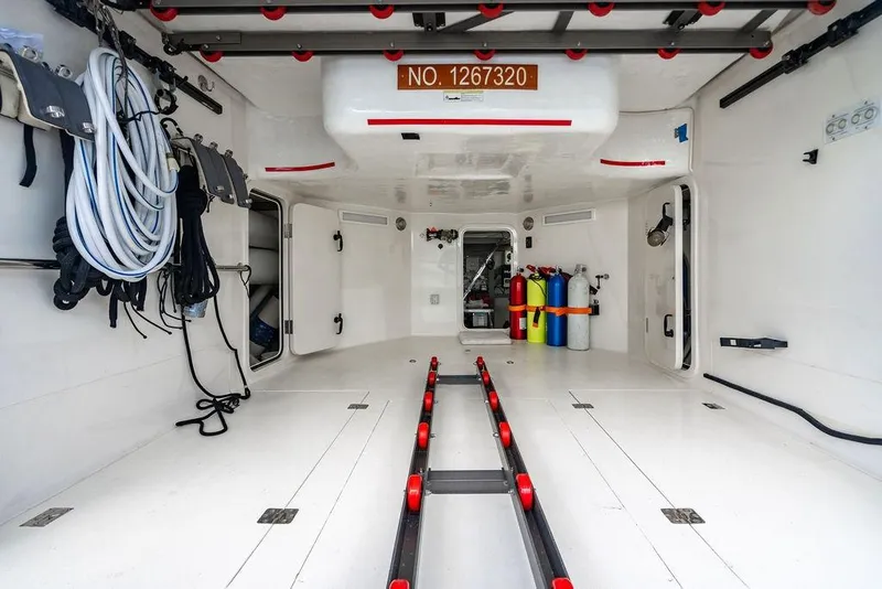 Slide: The Image of Interior of Lanzarote Ventuno 73 yacht, 2013 model, featuring storage and equipment. - 84