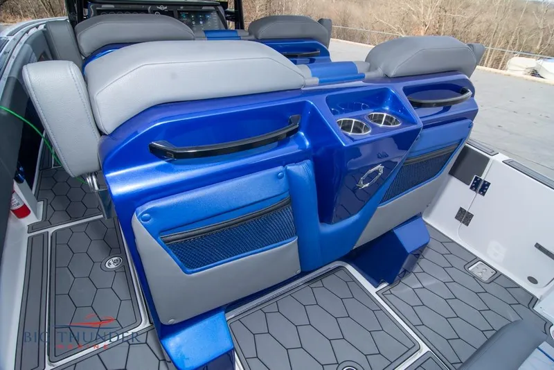 Slide: The Image of Luxurious interior of 2022 Fountain 38 SC boat with plush seating and modern design. - 21