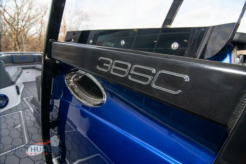 Slide: The Image of 2022 Fountain 38 SC boat dashboard with advanced navigation and control systems. - 45