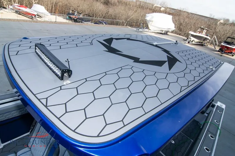 Slide: The Image of 2022 Fountain 38 SC boat interior with luxurious seating and modern design. - 55