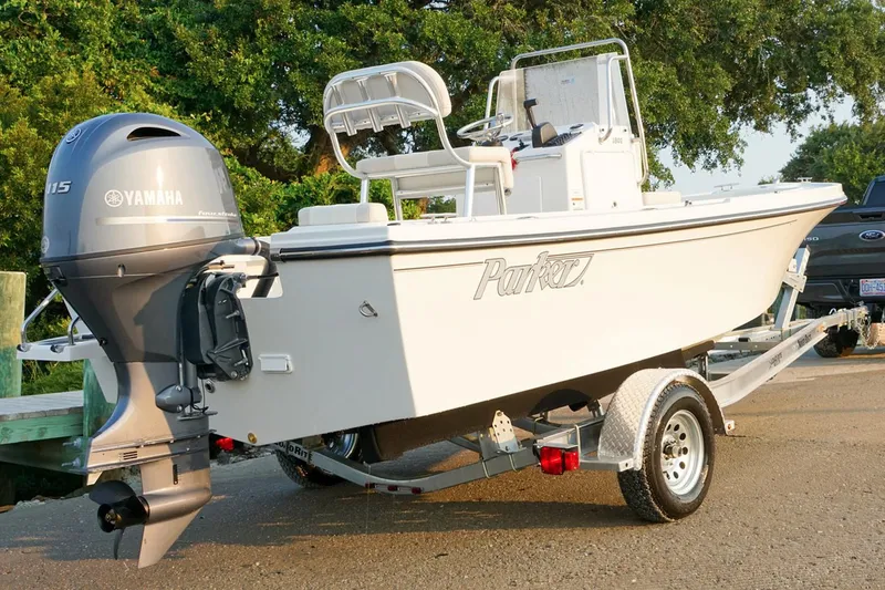 Slide: The Image of Manufacturer Provided Image: 2017 Parker 1801 Center Console boat on trailer with Yamaha 115 outboard motor. - 14